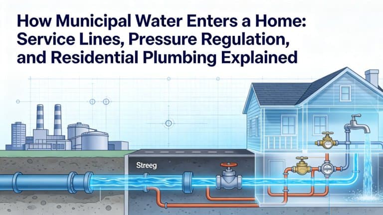 How Municipal Water Enters a Home: Service Lines, Pressure Regulation, and Residential Plumbing Explained