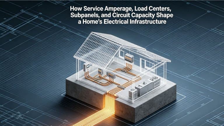 How Service Amperage, Load Centers, Subpanels, and Circuit Capacity Shape a Home’s Electrical Infrastructure